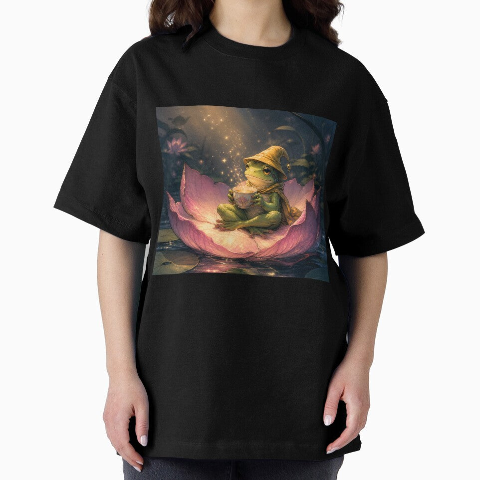 The Star-Lotus Tea Party - Cute Cottagecore Frog by bapupa