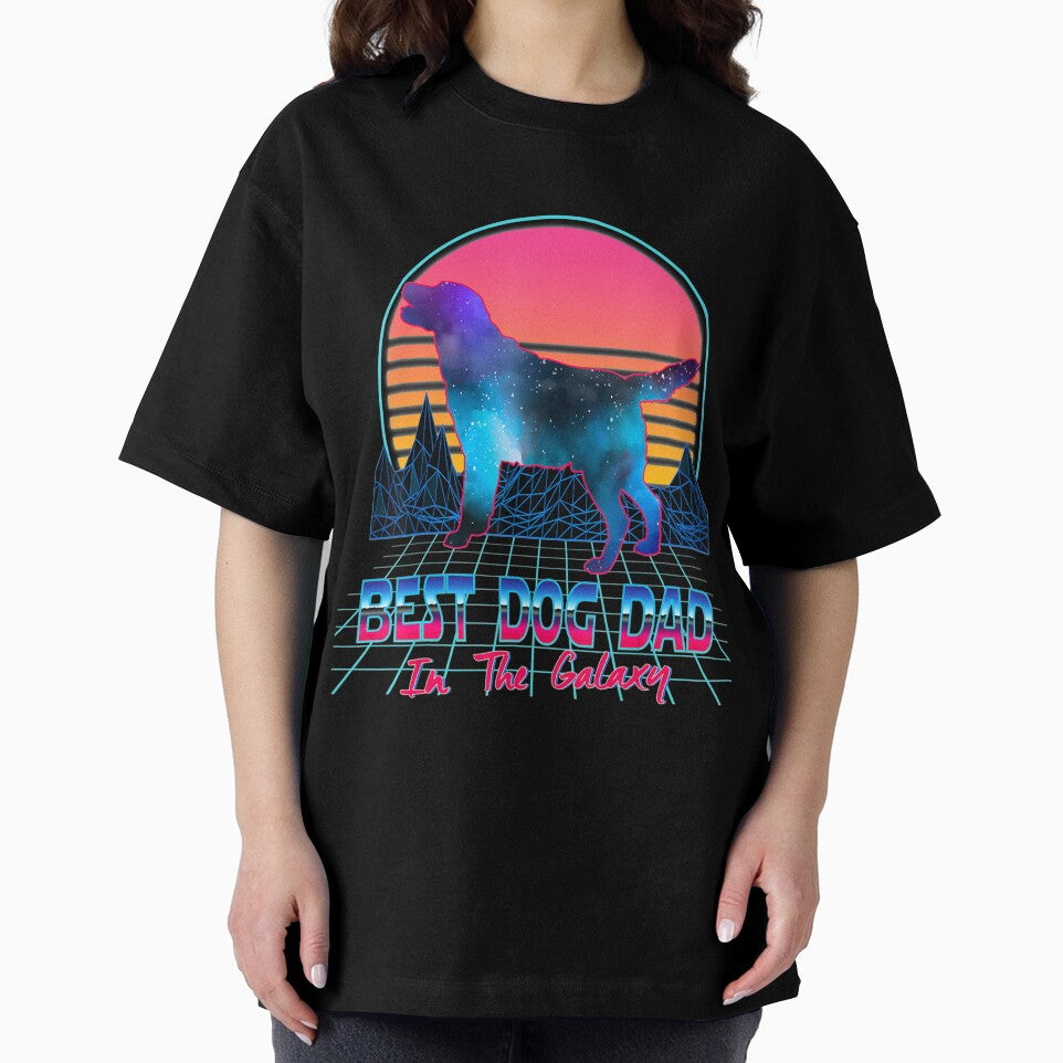 Best Dog Dad in The Galaxy Retro Vintage 80s Funny Dog Lover by julipham88