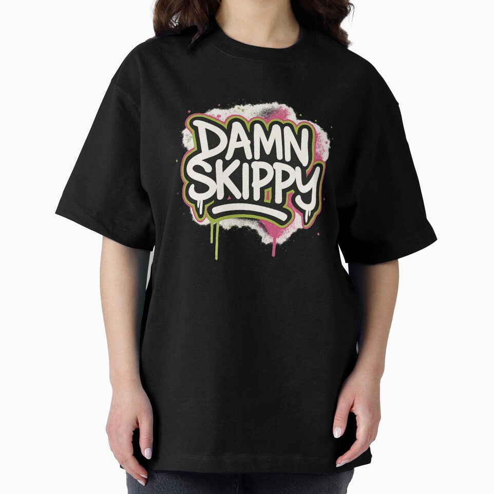 Damn Skippy Graffiti Streetwear | Bold Neon Spray Paint Urban by POD DYNASTY | Original Print On Demand T-Shirt Graphics