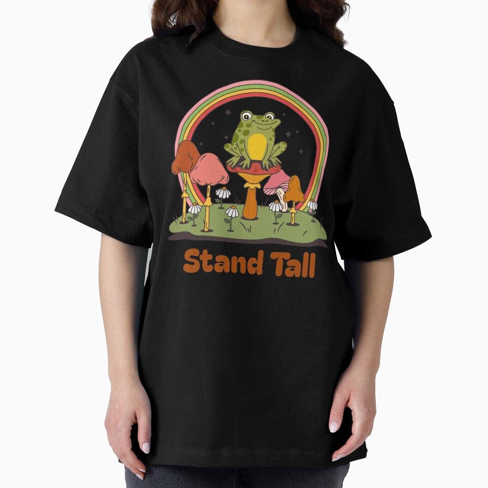tand Tall Retro Frog Mushroom Rainbow Cottagecore Positive Motivational Art by DERA RAY