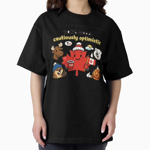 2026 Mood: Cautiously Optimistic – Cute Canadian Maple Leaf Illustration by mocci10