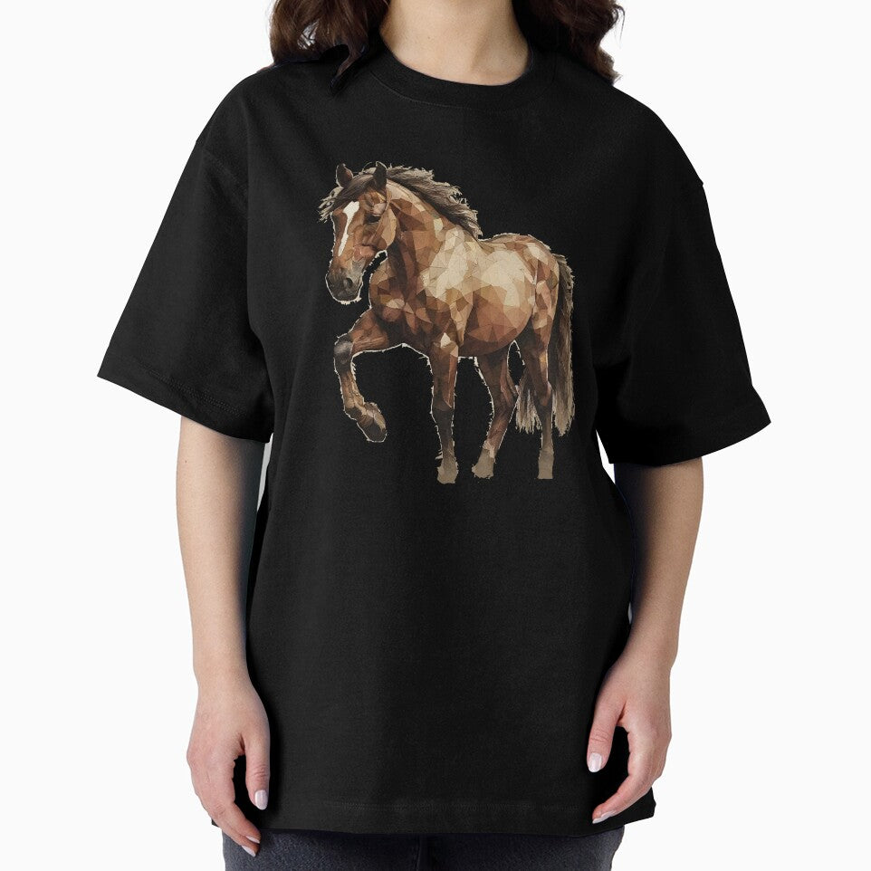 Geometric Brown Horse – Modern Animal Art by Tklezardesigns