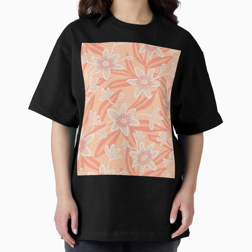 Abstract passiflora flowers in peach fuzz by Illustrated by Nat