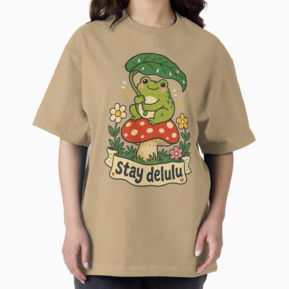 Stay Delulu Cottagecore Frog by VisualArtsOasis