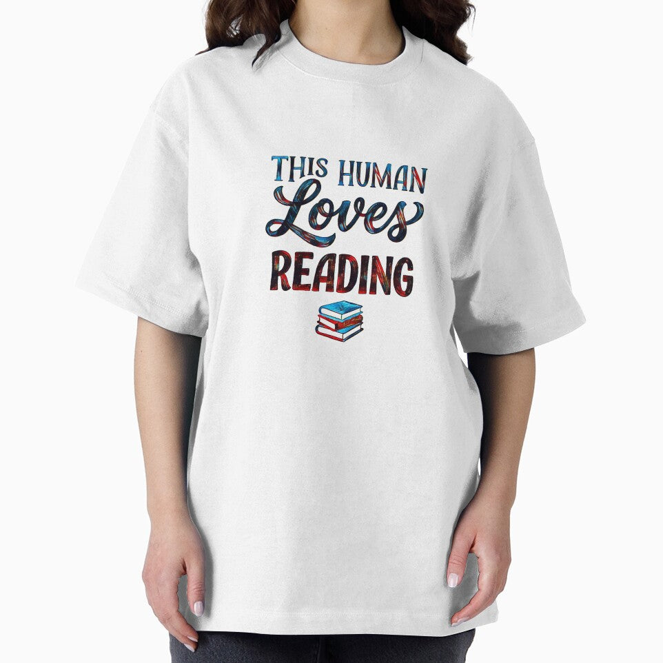 This Human Loves Reading Vintage Bookworm Typography Art by Dream Weave Studio