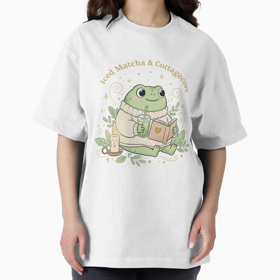 Iced Matcha Cottagecore Frog Cozy Reading Aesthetic by wandsandwhimsy