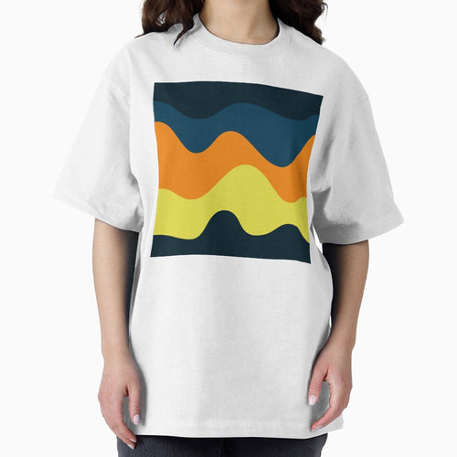 Abstract Retro Wave Pattern | Navy Blue Orange Yellow Seamless Mid-Century by Dino-Lune
