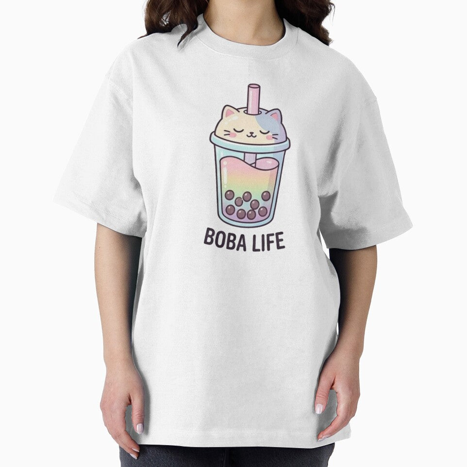 Cute Rainbow Cat Boba Life Aesthetic Bubble Tea Sticker by Rehnair