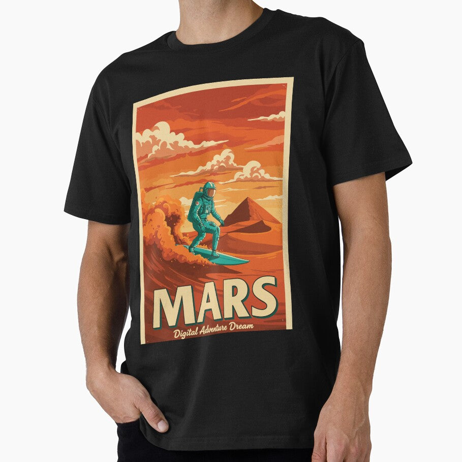 Mars Surfing Astronaut – Retro Sci-Fi Adventure Poster by -DEEWOLF-