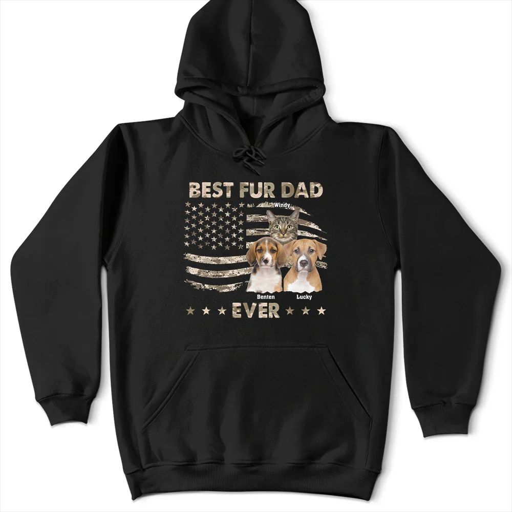 Custom Photo Stars And Striped Pet Dad - Personalized T Shirt