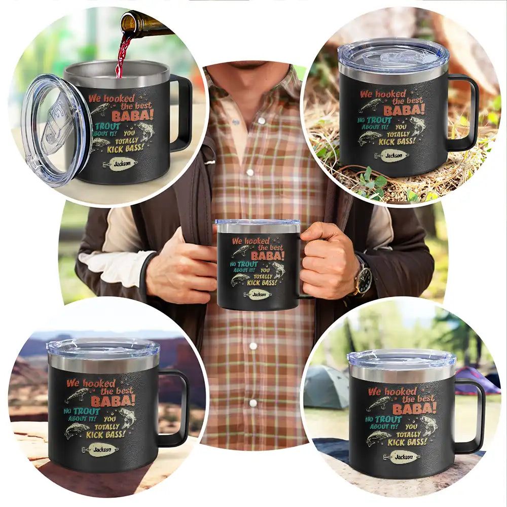 We Hooked The Best Dad Fishing - Personalized 14oz Stainless Steel Tumbler With Handle