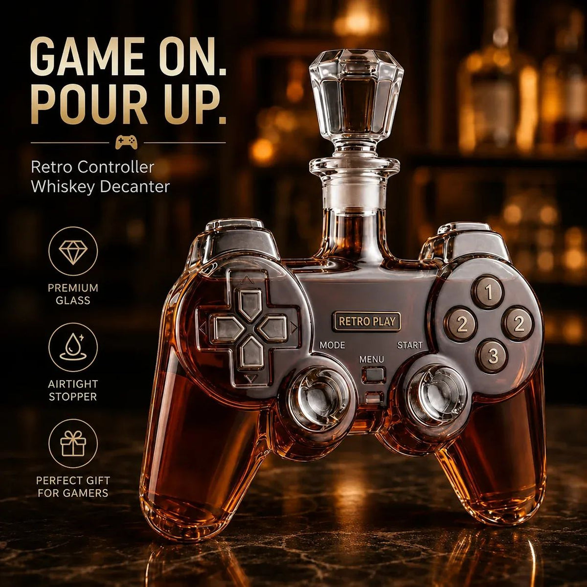 Retro Gaming Controller Whiskey Botlte