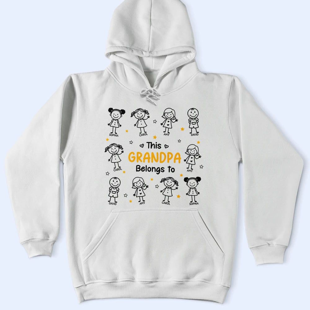 Stick Figures This Grandpa Grandma Belongs To Kids Pet - Personalized T Shirt