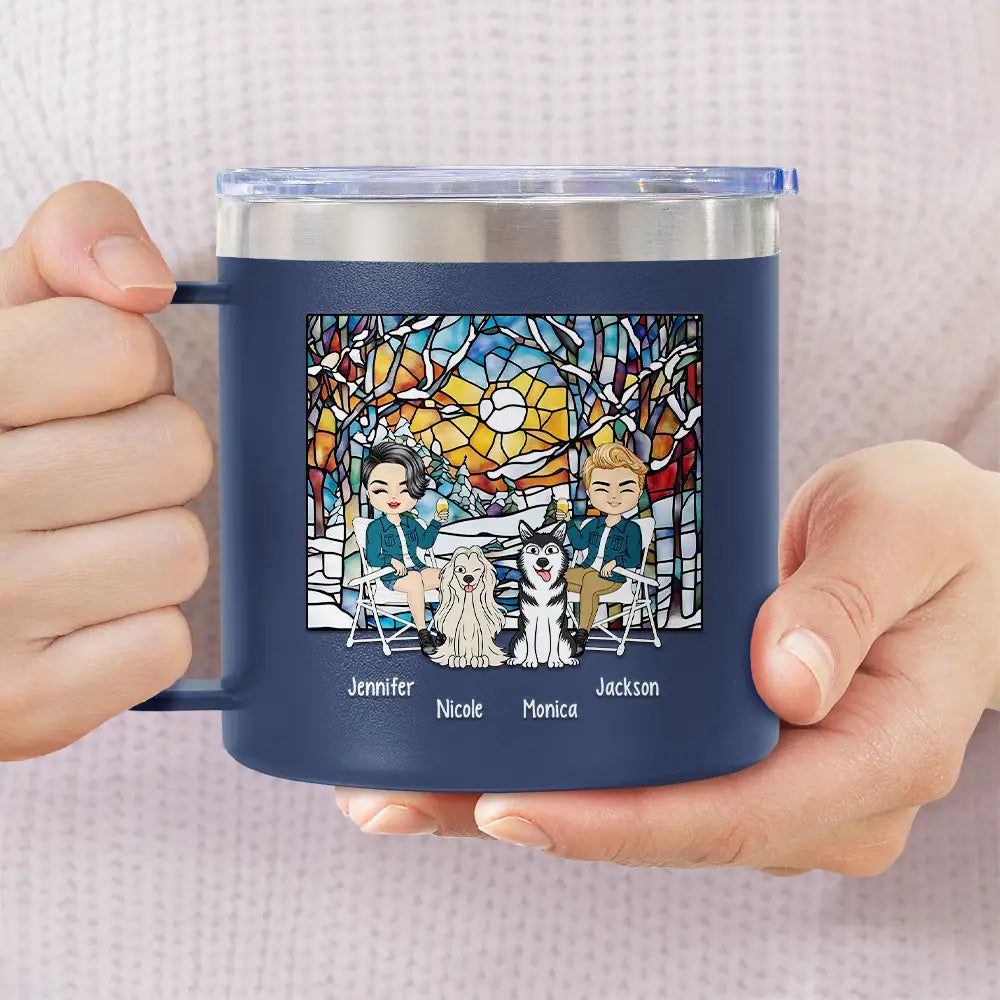 Weekend Forecast Camping - Personalized 14oz Stainless Steel Tumbler With Handle