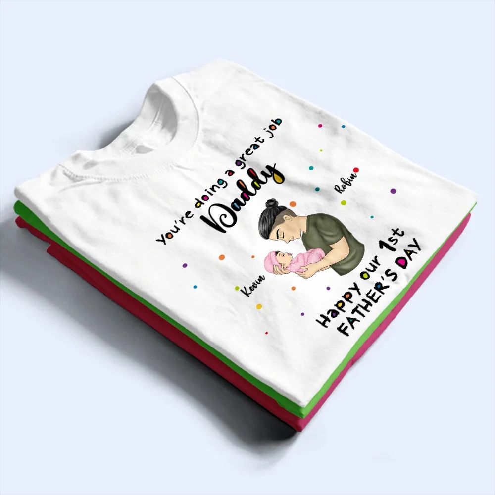 Our First Father's Day Together - Personalized Combo T Shirt And Baby Onesie
